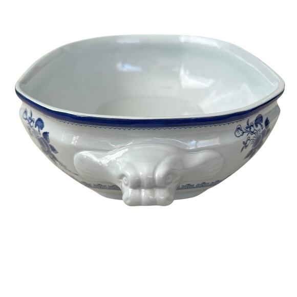 Vintage Spode Gloucester Vegetable Bowl Blue White Floral England Ironstone - Picture 4 of 8